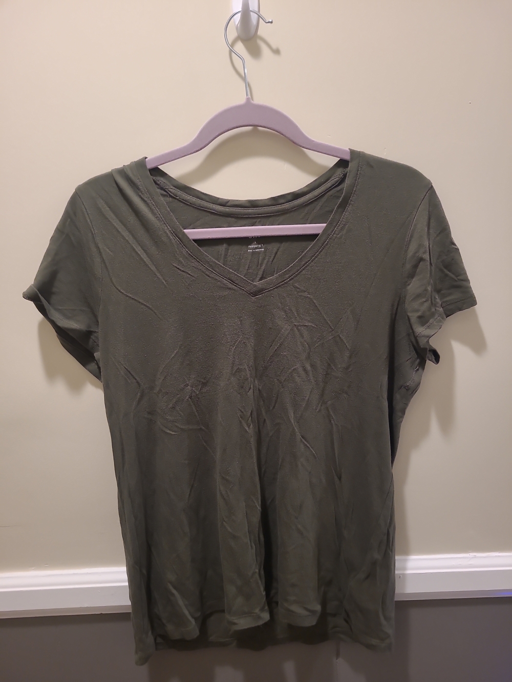 Gap Womens Large Favorite Tee V-Neck Green Short Sleeve